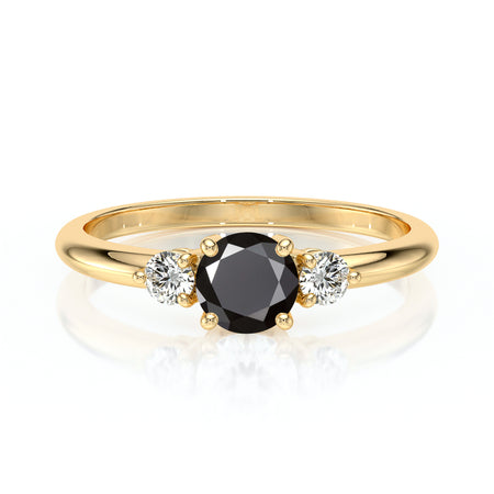 Bague trilogie diamant noir Coucher de Soleil - 6