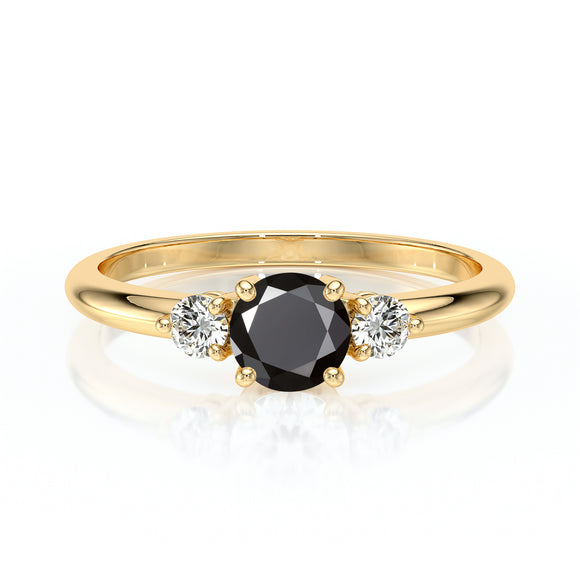 Bague trilogie diamant noir Coucher de Soleil - 6