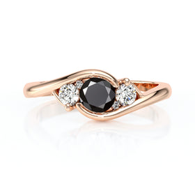 Bague trilogie diamant noir Premier Pas - 1