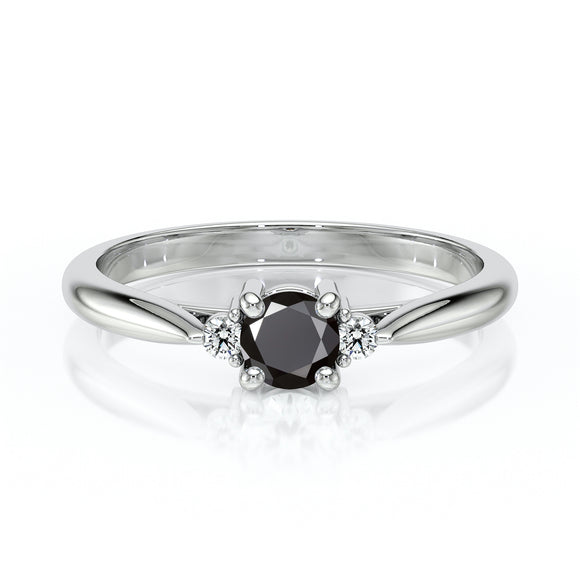 Bague trilogie diamant noir Coucher de Soleil - 1