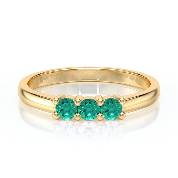 Bague trilogie émeraude Coucher de Soleil - 3