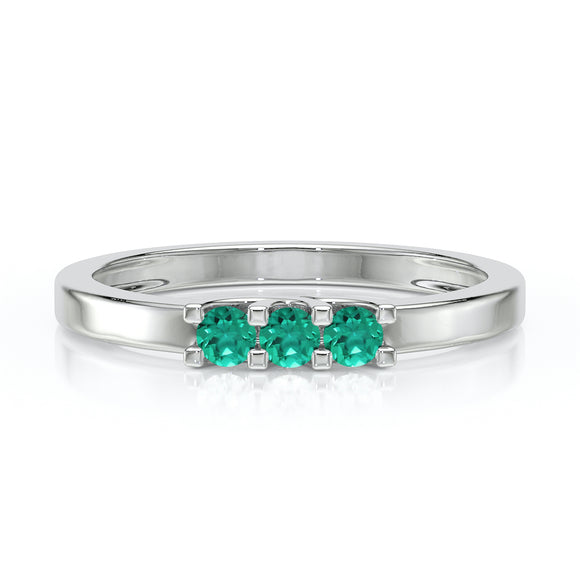 Bague trilogie émeraude Coucher de Soleil - 4
