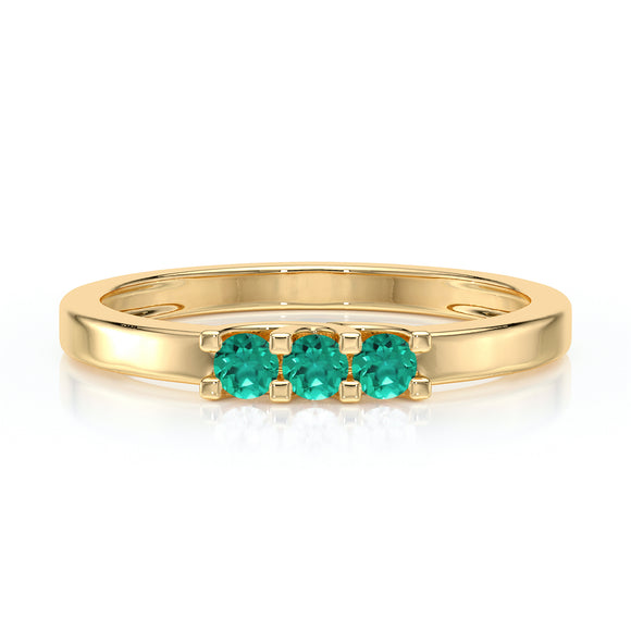 Bague trilogie émeraude Coucher de Soleil - 4