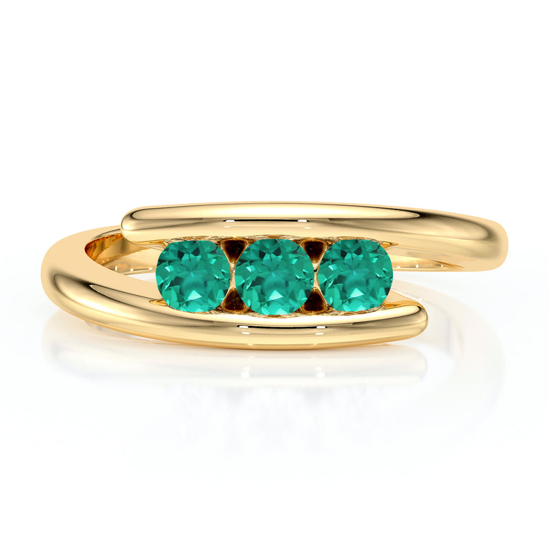 Bague trilogie émeraude Main dans la Main - 5