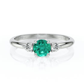 Bague trilogie émeraude et diamant Coucher de Soleil - 6