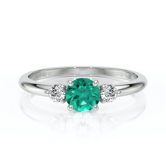 Bague trilogie émeraude et diamant Coucher de Soleil - 6