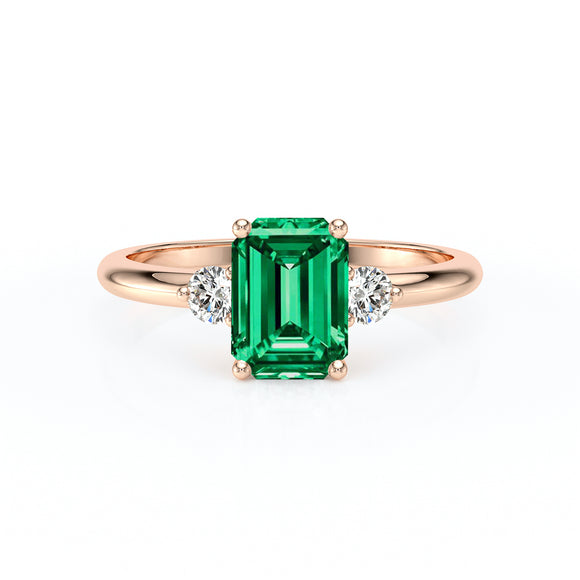 Bague trilogie émeraude et diamant Coucher de Soleil - 10