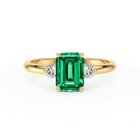 Bague trilogie émeraude et diamant Coucher de Soleil - 10