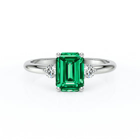 Bague trilogie émeraude et diamant Coucher de Soleil - 10