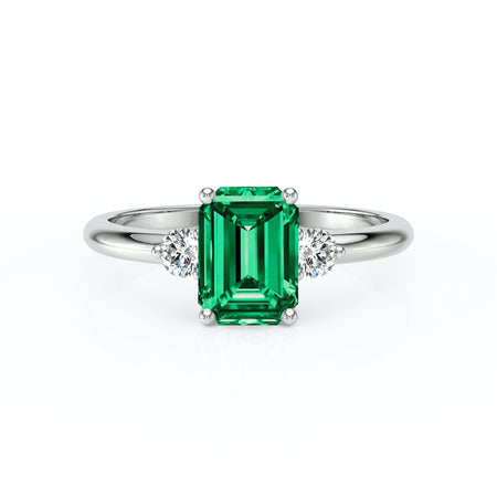 Bague trilogie émeraude et diamant Coucher de Soleil - 10