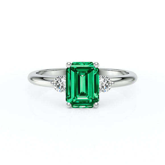 Bague trilogie émeraude et diamant Coucher de Soleil - 10