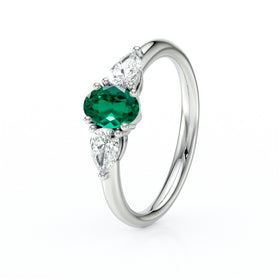 Bague trilogie émeraude et diamant Coucher de Soleil - 18