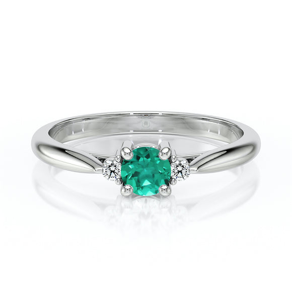 Bague trilogie émeraude et diamant Coucher de Soleil - 1