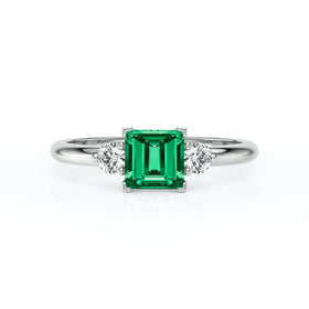 Bague trilogie émeraude et diamant Coucher de Soleil - 8