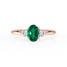 Bague trilogie émeraude et diamant Coucher de Soleil - 9