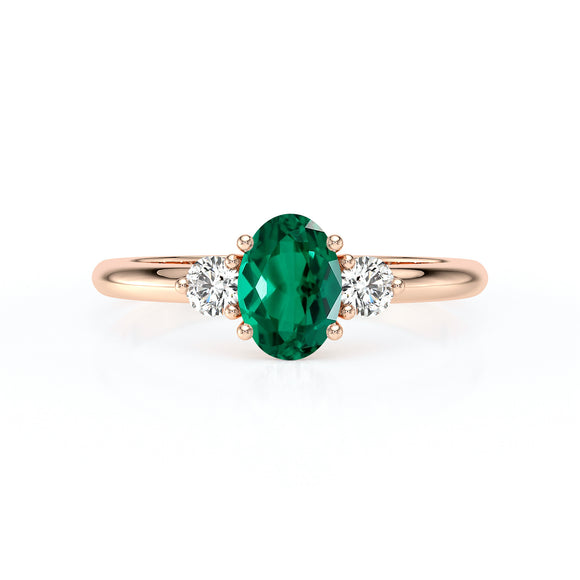 Bague trilogie émeraude et diamant Coucher de Soleil - 9