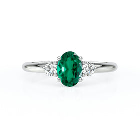 Bague trilogie émeraude et diamant Coucher de Soleil - 9