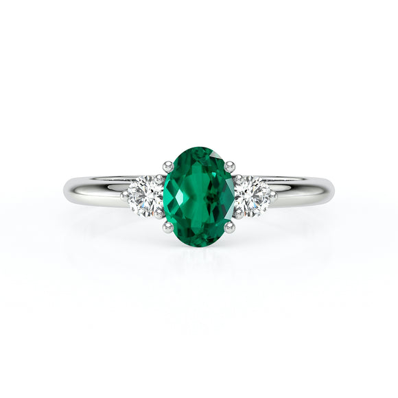 Bague trilogie émeraude et diamant Coucher de Soleil - 9