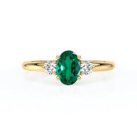 Bague trilogie émeraude et diamant Coucher de Soleil - 9