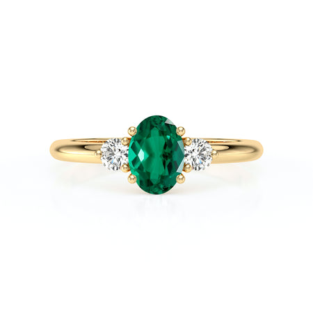 Bague trilogie émeraude et diamant Coucher de Soleil - 9