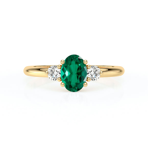 Bague trilogie émeraude et diamant Coucher de Soleil - 9