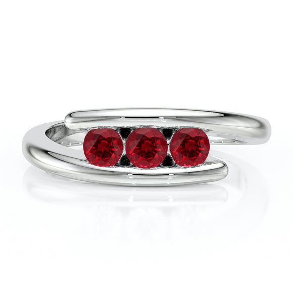 Bague trilogie rubis Main dans la Main - 5