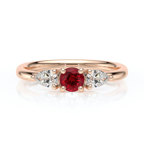 Bague trilogie rubis et diamant Coucher de Soleil - 5