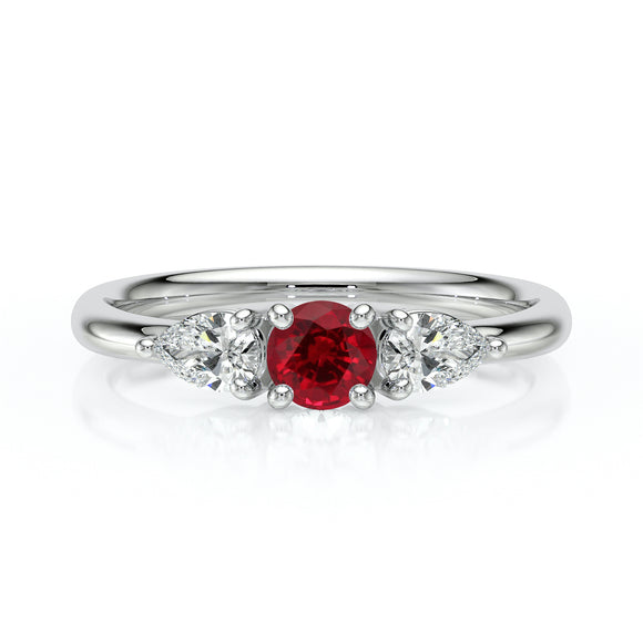 Bague trilogie rubis et diamant Coucher de Soleil - 5