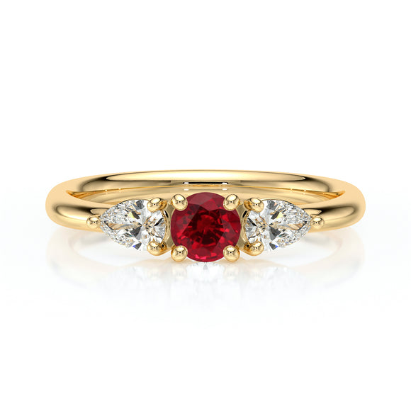 Bague trilogie rubis et diamant Coucher de Soleil - 5