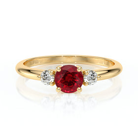 Bague trilogie rubis et diamant Coucher de Soleil - 6