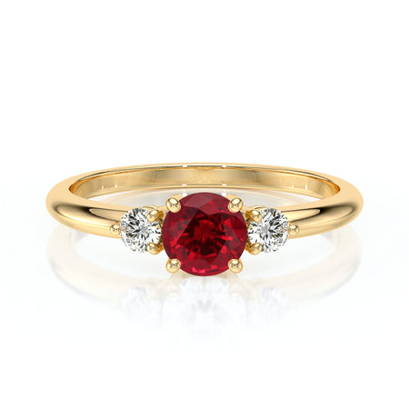 Bague trilogie rubis et diamant Coucher de Soleil - 6