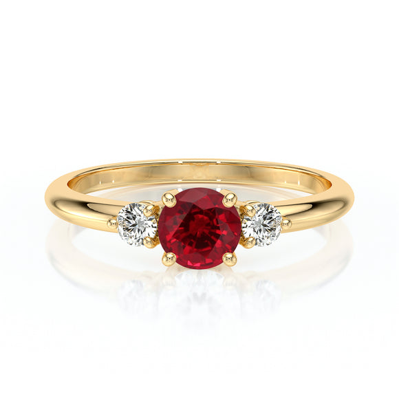 Bague trilogie rubis et diamant Coucher de Soleil - 6