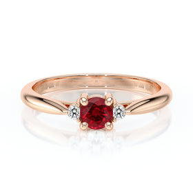 Bague trilogie rubis et diamant Coucher de Soleil - 1