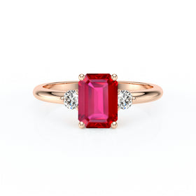 Bague trilogie rubis et diamant Coucher de Soleil - 10