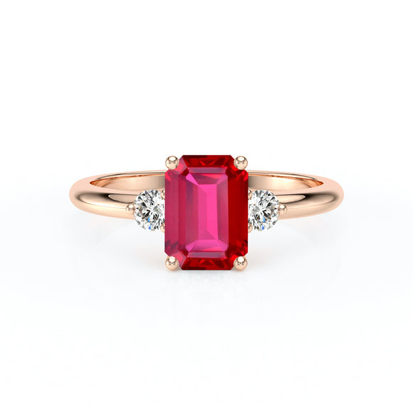 Bague trilogie rubis et diamant Coucher de Soleil - 10