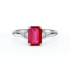 Bague trilogie rubis et diamant Coucher de Soleil - 10