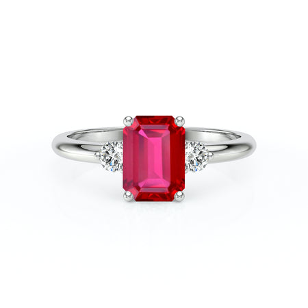 Bague trilogie rubis et diamant Coucher de Soleil - 10