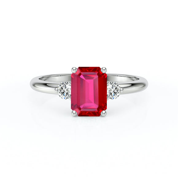 Bague trilogie rubis et diamant Coucher de Soleil - 10