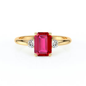 Bague trilogie rubis et diamant Coucher de Soleil - 10