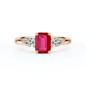 Bague trilogie rubis et diamant Coucher de Soleil - 16