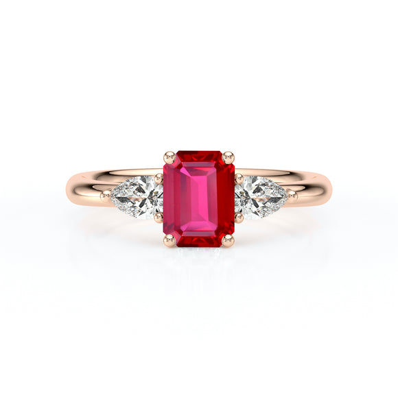 Bague trilogie rubis et diamant Coucher de Soleil - 16