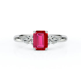 Bague trilogie rubis et diamant Coucher de Soleil - 16