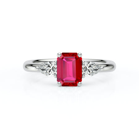 Bague trilogie rubis et diamant Coucher de Soleil - 16