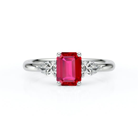Bague trilogie rubis et diamant Coucher de Soleil - 16