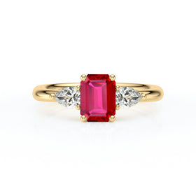 Bague trilogie rubis et diamant Coucher de Soleil - 16