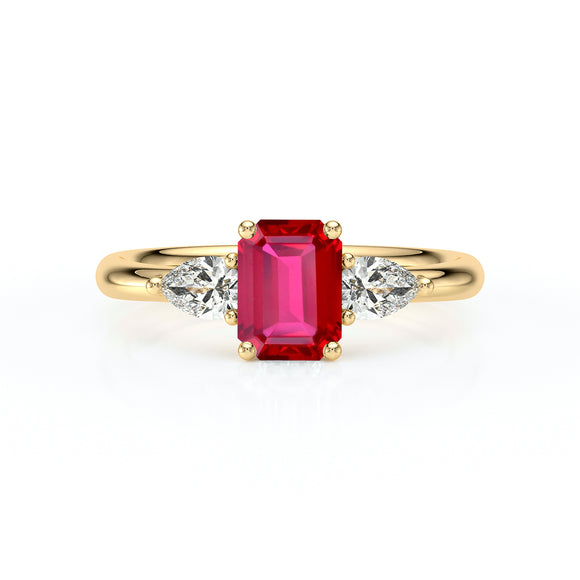 Bague trilogie rubis et diamant Coucher de Soleil - 16