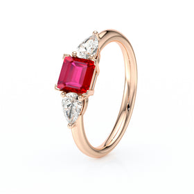 Bague trilogie rubis et diamant Coucher de Soleil - 17