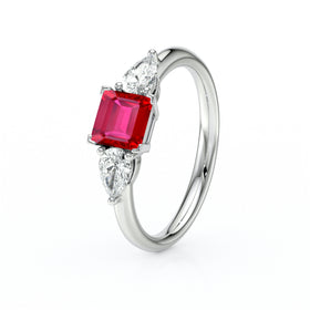 Bague trilogie rubis et diamant Coucher de Soleil - 17