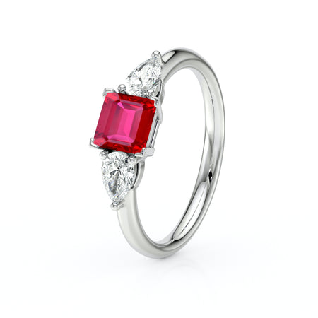 Bague trilogie rubis et diamant Coucher de Soleil - 17