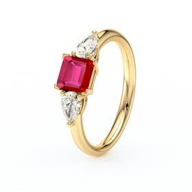 Bague trilogie rubis et diamant Coucher de Soleil - 17
